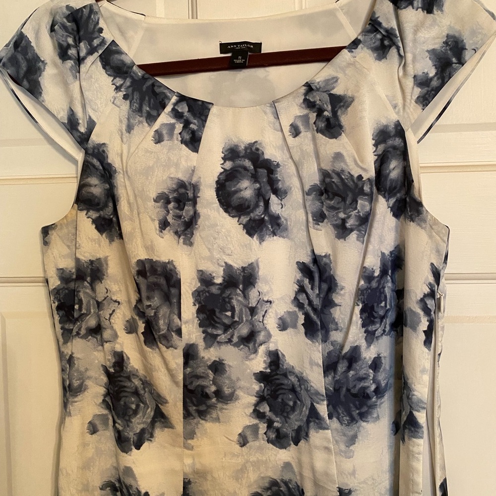 Ann Taylor Navy Floral Blouse